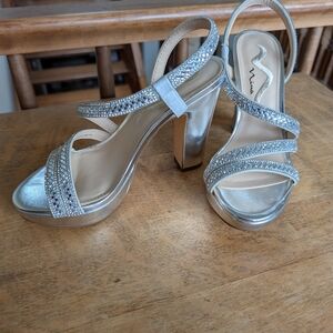 Glamorous Silver Rhinestone Heels